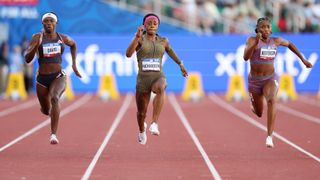 Tamari Davis, Sha'Carri Richardson, and Melissa Jefferson compete in the women's 100m ahead of the 2024 Olympic Games.