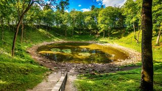 The largest of the Kaali craters filled with water