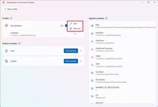 Change environment variables