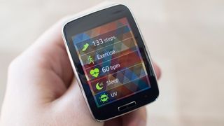 A close-up of the Samsung Gear S display