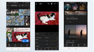 Screenshots of the Adobe Lightroom photo editing app