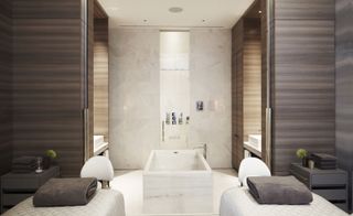 Bath tub and bathroom interiors