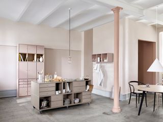 Pale pink storage units