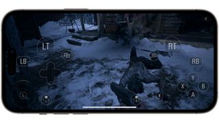 Resident Evil Village on iPhone 15 Pro Max with touchscreen controls