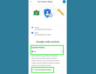 how to view location history in Google Maps - your data