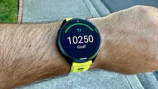 A 10,250 step goal challenge hit on the Garmin Forerunner 965