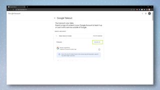 Google Takeout homepage