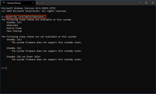 Windows 10 check sleep states command