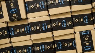 PETERBOROUGH, ENGLAND - NOVEMBER 15: A close-up of a packaged Amazon Prime item in the Amazon Fulfilment centre on November 15, 2017 in Peterborough, England. A report in the US has suggested that o