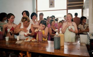 Womens , girls enjoying at Hotdog Stand