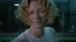 Tilda Swinton smiles wryly as Gabriel in Constantine.