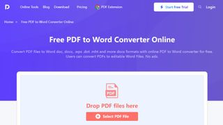 Website screenshot for WPS PDF to Word Converter.