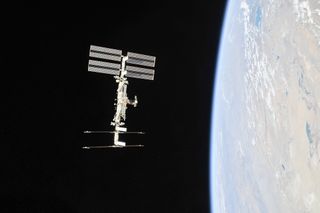 The International Space Station seen in orbit around Earth in 2018.