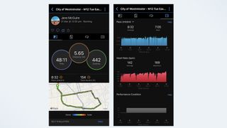 running data on Garmin Connect app