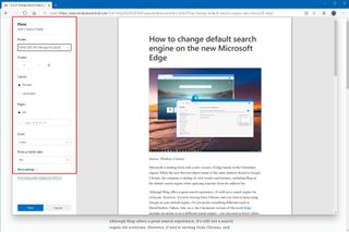 Microsoft Edge basic print settings