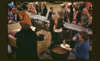 Serving Pinto Beans at the Pie Town, New Mexico, Fair Barbeque