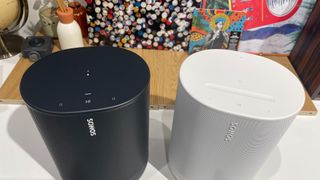 The top panels of the black Sonos Move and white Move 2