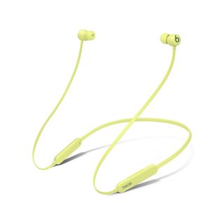 The Beats Flex in-ear headphones in bright yellow.