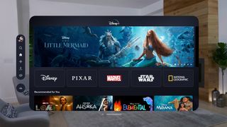 An official promo image of Disney Plus running on an Apple Vision Pro