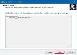 Surface Duo emulator install option