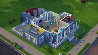 Så fuskar du i Sims 4: Ett stort hus som visas i byggläget i Sims.