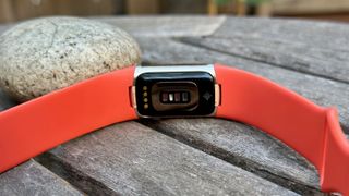 The bottom health sensor suite on the Fitbit Charge 6