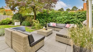 Backyard furniture in light woven color