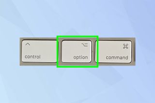 An image showing a Mac keyboard option key highlighted