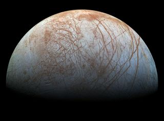 Jupiter&#039;s moon Europa, as imaged by NASA&#039;s Galileo spacecraft.