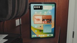 iPad 2022 standing in portrait orientation on the Home Screen