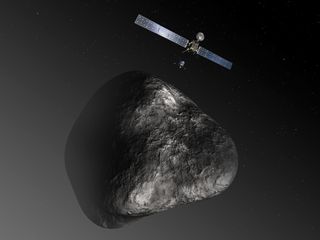 Rosetta Spacecraft Deploying Philae Lander on Comet Artist Impression