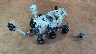 Close up photo of the Lego NASA Mars Rover Perseverance.