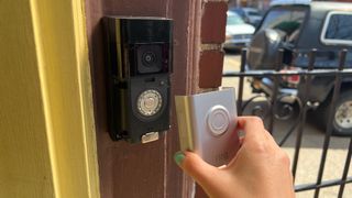 Removing the silver cover from a Ring Battery Doorbell Plus