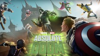 Doctor Doom, Peelverine, Shuri, Mysterio, War Machine and other Marvel characters in key art for Fortnite Absolute Doom