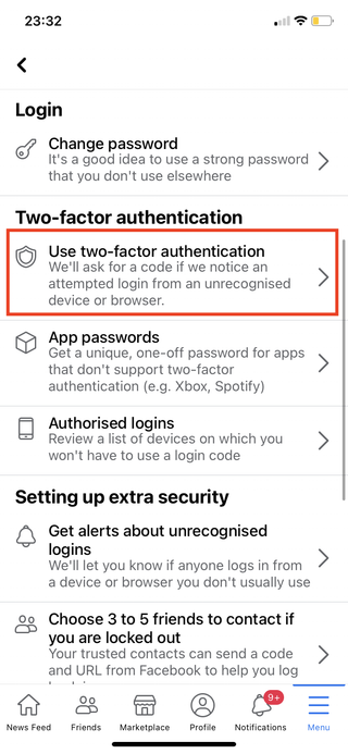 How to set up two-factor authentication on Facebook using a mobile app