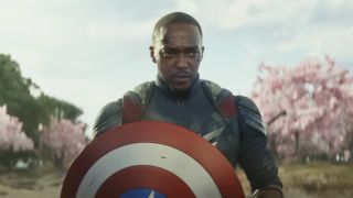Sam Wilson (Anthony Mackie) is in the middle of a battle in Captain America: Brave New World