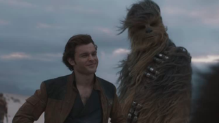 Alden Ehrenreich and Joonas Suotamo in Solo: A Star Wars Story