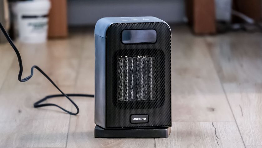 Morento space heater on floor