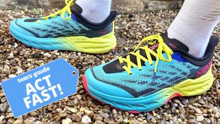 Hoka Speedgoat 5 trail running sneakers.