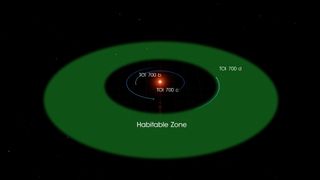 A diagram showing the orbits of all three known planets in the TOI 700 system.