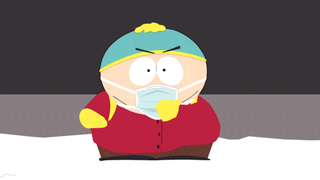 Cartman wearing a mask on South Park vaccine special