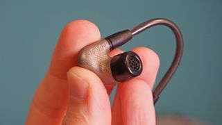 'Sennheiser IE 600' is engraved on the reverse side of one of the Sennheiser IE 600 earphones