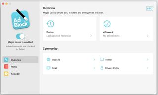 Magic Lasso Adblock blocks web ads in Safari across MacOS, iOS, and iPadOS.