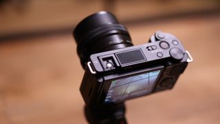 The top plate of the Sony ZV-E10 vlogging camera