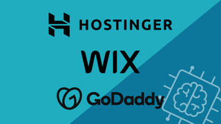 header image with Wix, Hostinger and GoDaddy logo on a blue background