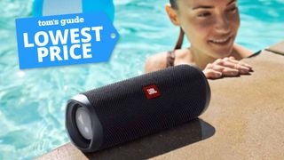 JBL Flip 5 speaker with a Tom&#039;s Guide deal tag