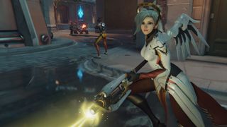 Overwatch 2 Mercy healing someone offscreen