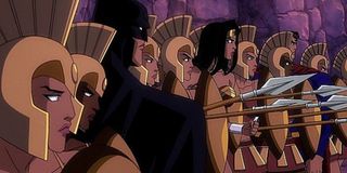 Batman, Wonder Woman, Superman, and Amazon Warriors in Superman/Batman: Apocalypse