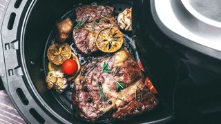 A steak in an air fryer