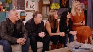 Matthew Perry, Matt LeBlanc, Jennifer Aniston, Courteney Cox and Lisa Kudrow on Friends: The Reunion.